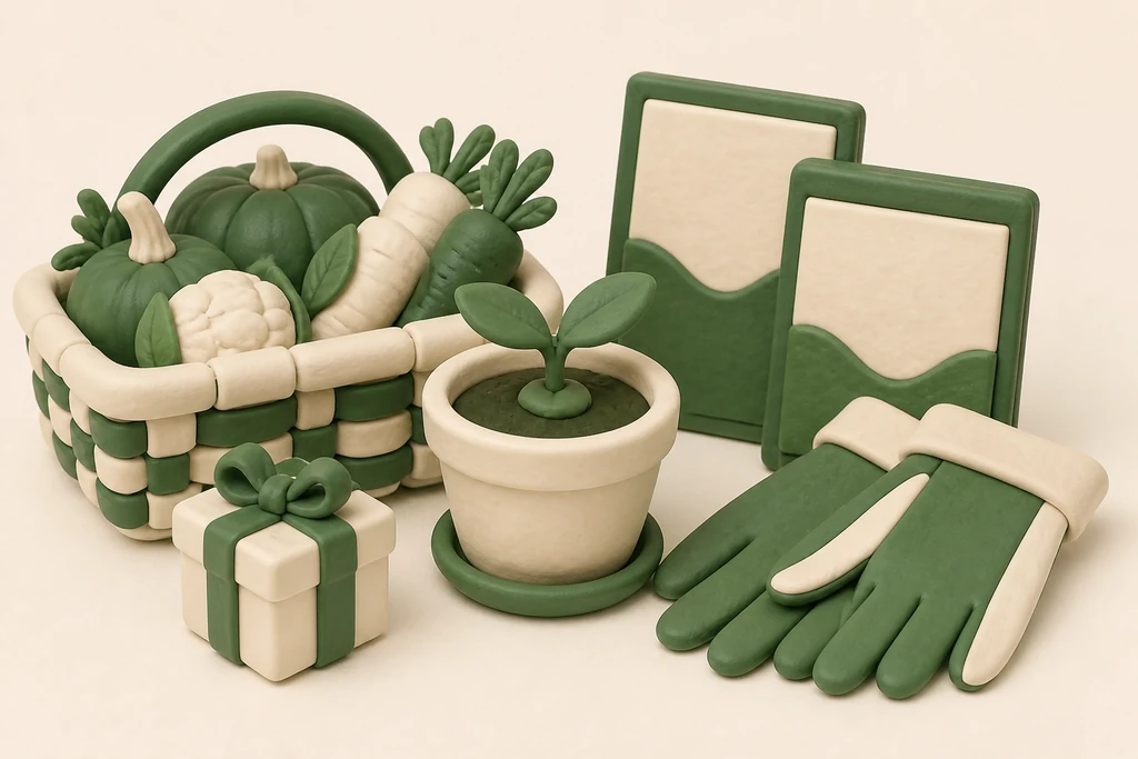 Gift for vegetable gardeners: seeds and harvest