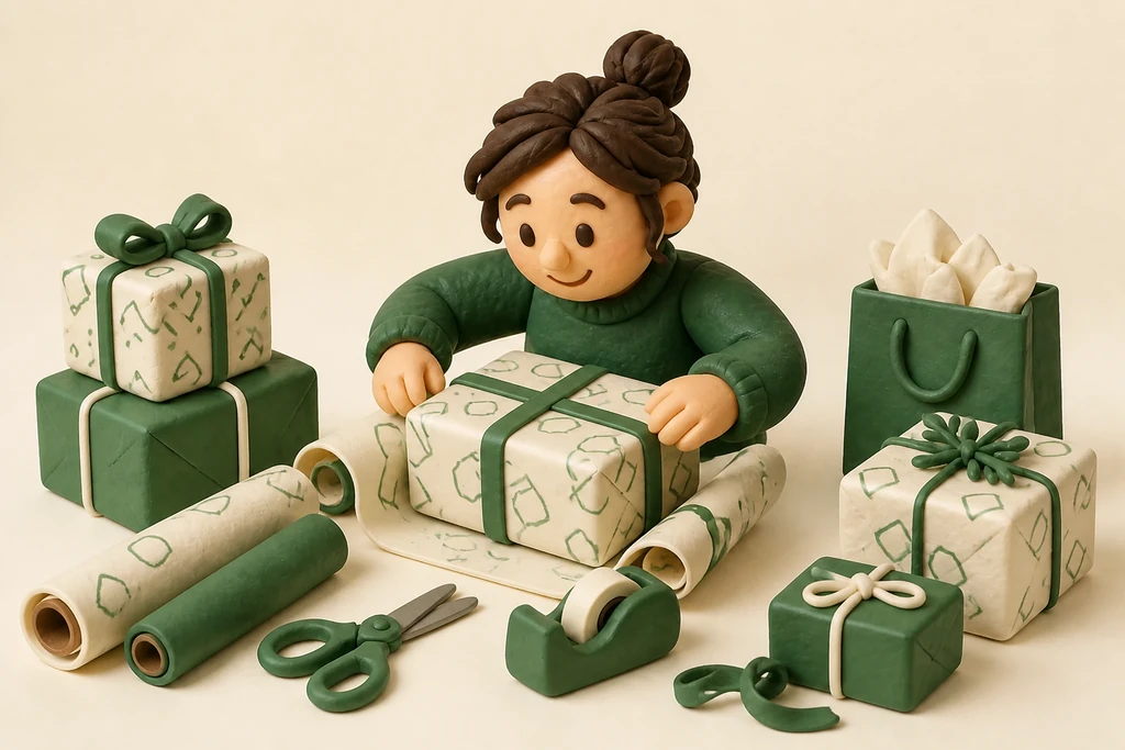 Wrapping with a printed photo on the paper