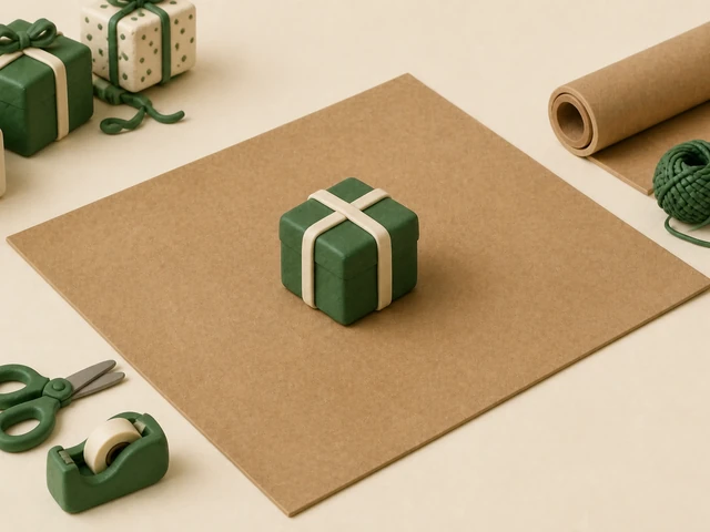 Clay 3D: gift on kraft paper with generous margin