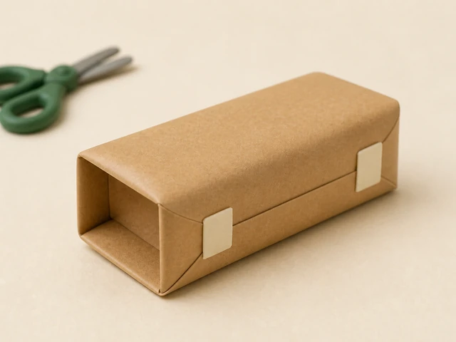 Clay 3D: kraft paper around gift with tape on the long sides